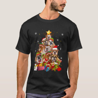 T-shirt Amusant Anglais Bulldog Tree Dons Noël