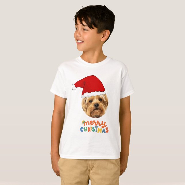 T-shirt Amusant animal de compagnie Noël Père Noël Casquet (Devant entier)