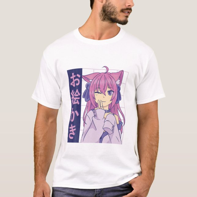 T-shirt Amusant Anime Japonais Yeux Ado Personnages fille  (Devant)