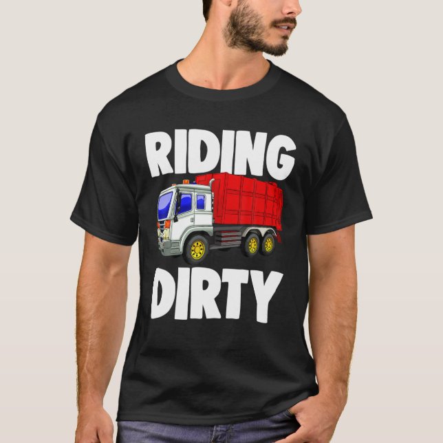 T-shirt Amusant Anniversaire Garçon Rouge Garbage Truck Fe (Devant)