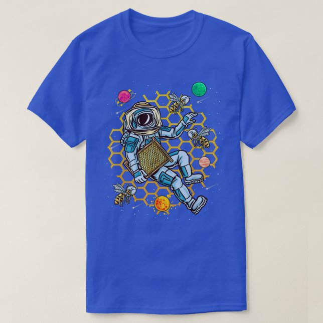 T-shirt Amusant apiculteur astronaute espace Honeycomb org (Design devant)