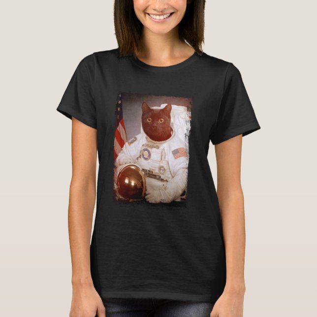 T-shirt Amusant astronaute de chat Lune Mission spatiale A (Devant)
