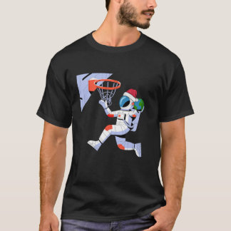 T-shirt Amusant astronaute de Santa Hat Dunking Earth Bask