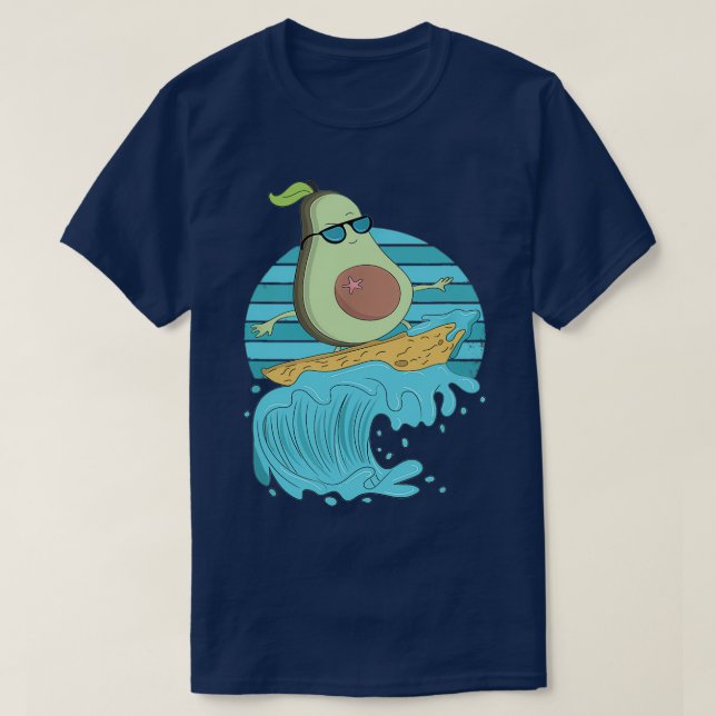 T-shirt Amusant Avocado Funny Surfing Avocado cadeau d'été (Design devant)