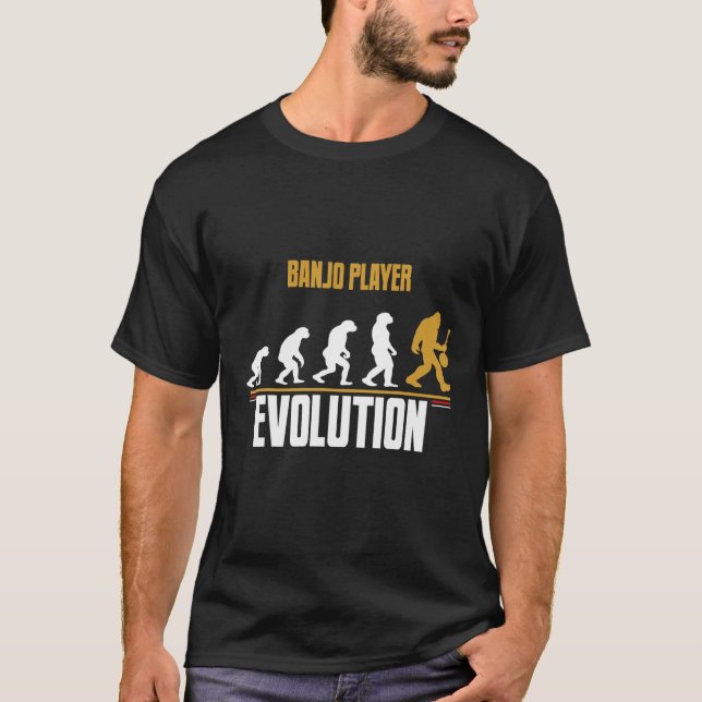T-shirt Amusant Banjo Player Évolution Jouer Banjo Bigfoot (Devant)