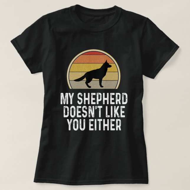 T-shirt Amusant Berger Allemand Oreille Système Chien Armé (Design devant)