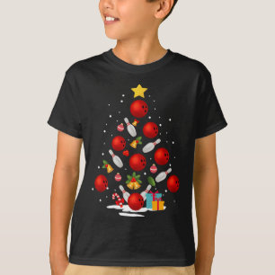 T-shirt Amusant Bowling Christmas Tree Lumières Noël Cadea