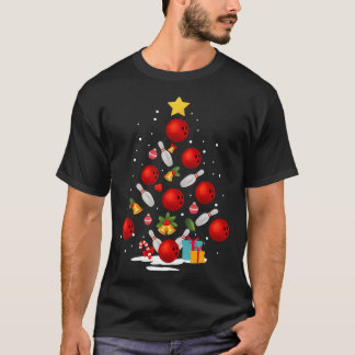 T-shirt Amusant Bowling Christmas Tree Lumières Noël Cadea