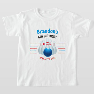 T-shirt Amusant Bowling Rouge & Bleu Enfants 6ème Annivers