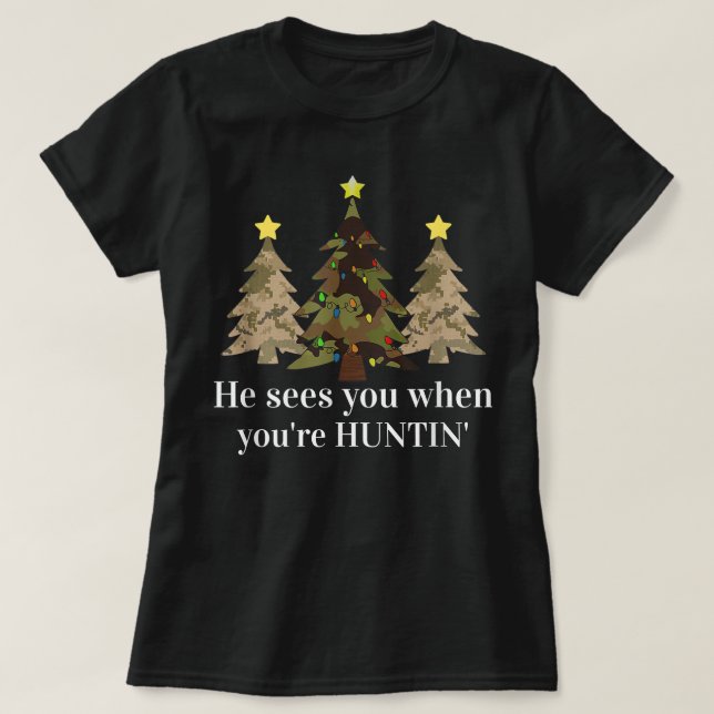 T-shirt Amusant Camo de Noël Arbre de Chasse Vêtements Acc (Design devant)
