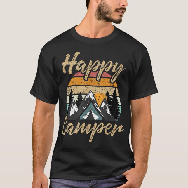 T-shirt Amusant Camping Randonnée Lover Présente Happy Cam (Devant)