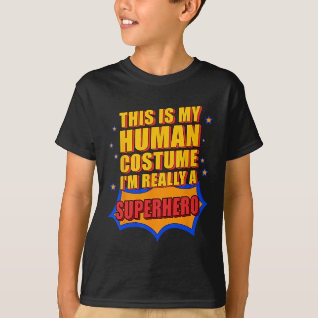 T-shirt Amusant C'Est Mon Costume Humain Superhero Don Pou (Devant)
