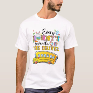 T-shirt Amusant Chaque Bunny's Favorite Bus Driver Happy E