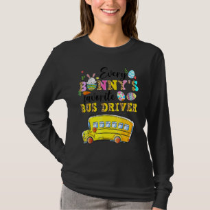 T-shirt Amusant Chaque Bunny's Favorite Bus Driver Happy E