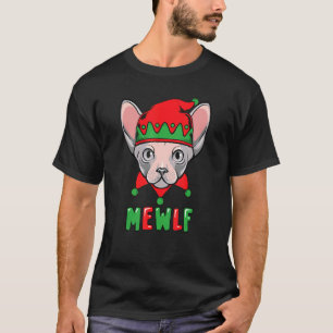 T-shirt Amusant Chat Elf Noël Mewlf Costume de Matching Fa