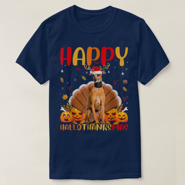T-shirt Amusant Chien Happy HelloThanksMas  (Design devant)