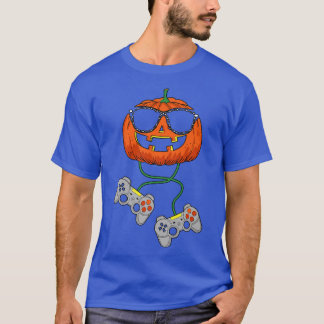 T-shirt Amusant Citrouille Gamer, Automne Citrouille Vidéo