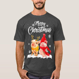 T-shirt Amusant Cochon Noël Léger Cochon Louveur Joyeux No