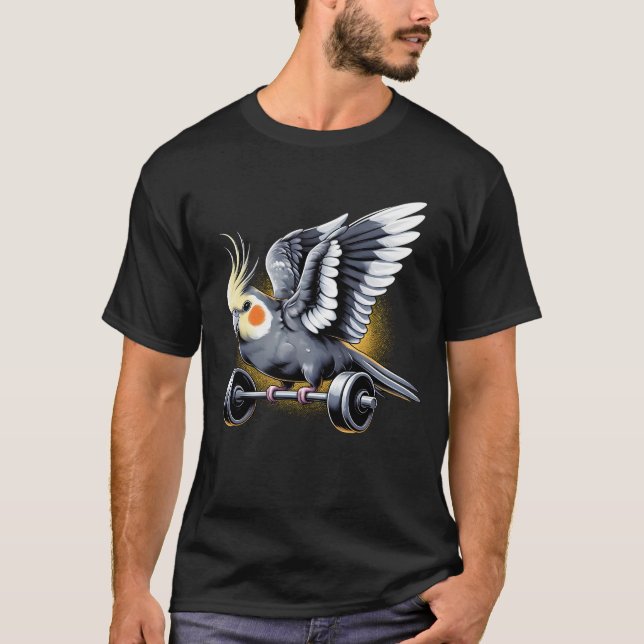 T-shirt Amusant Cockatiel Perrot levage de poids (Devant)