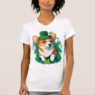 T-shirt Amusant Corgi Shamrock Jour de la Saint Patrick he