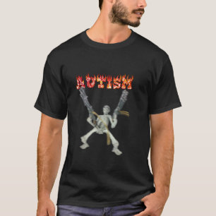 T-shirt Amusant Design Autisme Squelette Mème Pour Hommes 