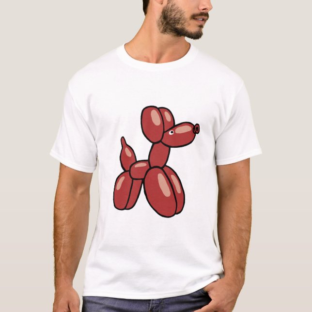 T-shirt Amusant, dessin de chien de ballon rouge (Devant)