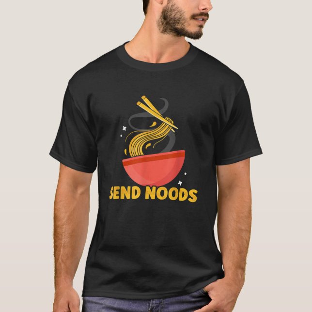 T-shirt Amusant Envoyer Noeuds Ramen Noodle Amant Pun de n (Devant)