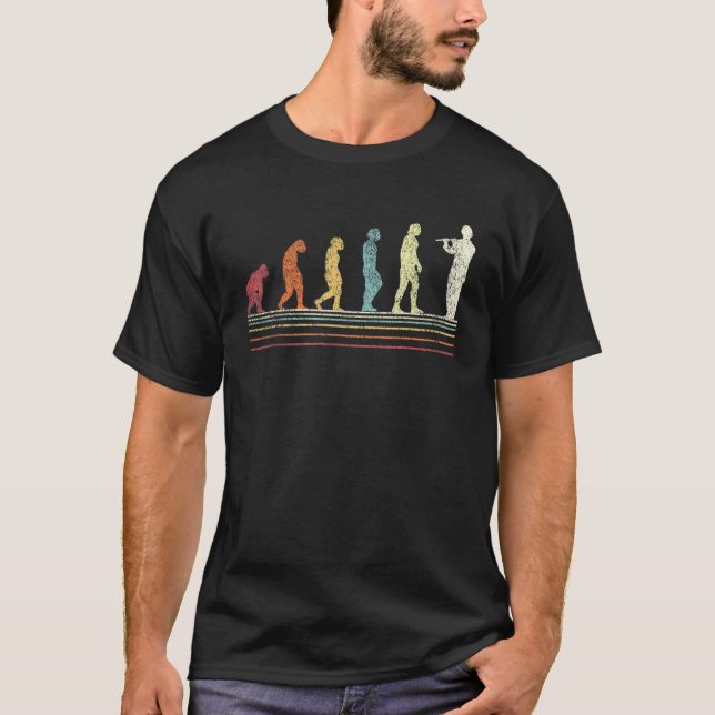 T-shirt Amusant Flûte Player Evolution Flutist Retro Vinta (Devant)