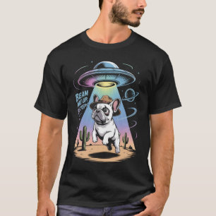 T-shirt Amusant Français Bulldog UFO Alien enlèvement T-sh