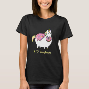 T-shirt Amusant gras Unicorne mangeant saupoudrer Doughnut
