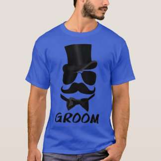 T-shirt Amusant Groom Mustache Top Hat Bow Cravates Aviate
