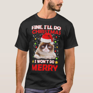 T-shirt Amusant Grumpy Christmas Chat Pun Plaisanterie1 