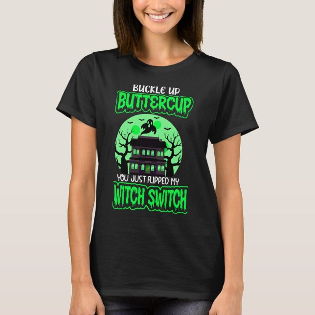T-shirt Amusant Halloween sorcier commutateur Neon Green (Devant)