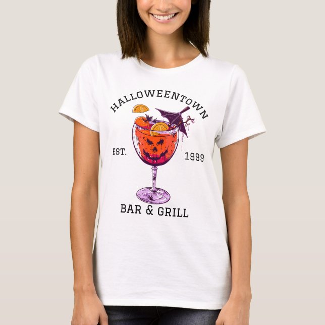 T-shirt Amusant Halloweentown Bar & Grill Boos Costume chi (Devant)