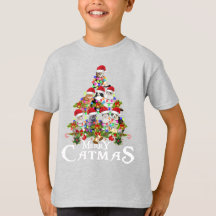Amusant Joyeux Catmas lumières arbre Noël Chat cad