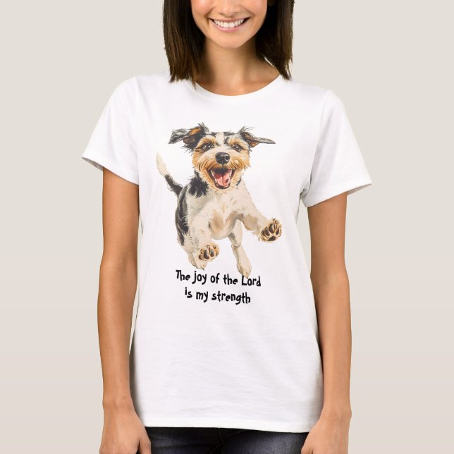 T-shirt Amusant joyeux et joyeux Terrier Dog Scripture (Devant)
