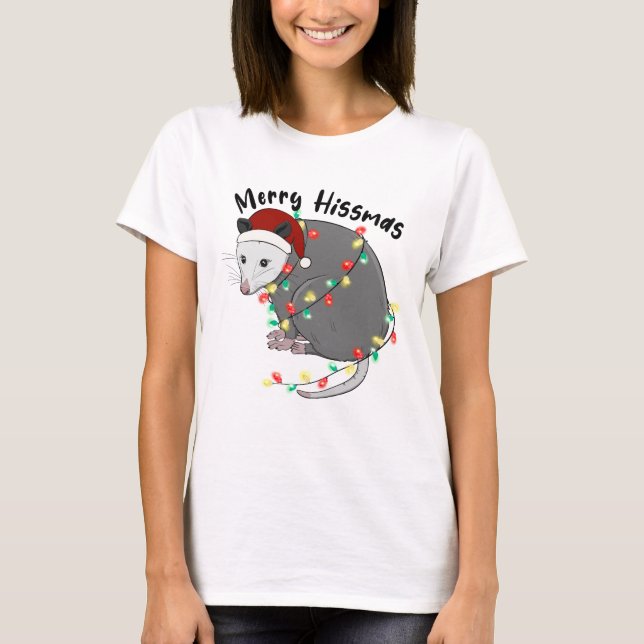 T-shirt Amusant Joyeux Hissmas Opossum (Devant)