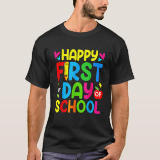 T-shirt Amusant Joyeux Premier Jour De Chemise D'École Bie