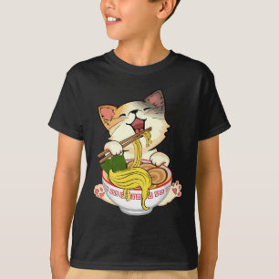 T-shirt Amusant Kamala Anime Chat Manger Ramen Trump nouil