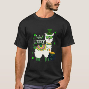 T-shirt Amusant Lama St Patrick's Day Feelin' Lucky Mens W