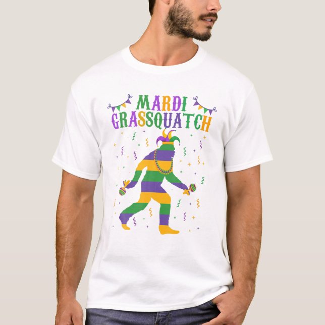 T-shirt Amusant Madi Mardi Gras Bigfoot Sasquatch Mardi Gr (Devant)
