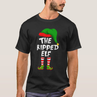 T-shirt Amusant Matching Famille Noël Le Elfe déchiré