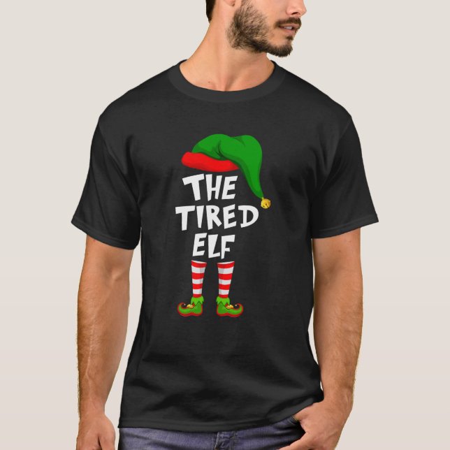 T-shirt Amusant Matching Famille Noël Le Fatigué Elf Swea (Devant)