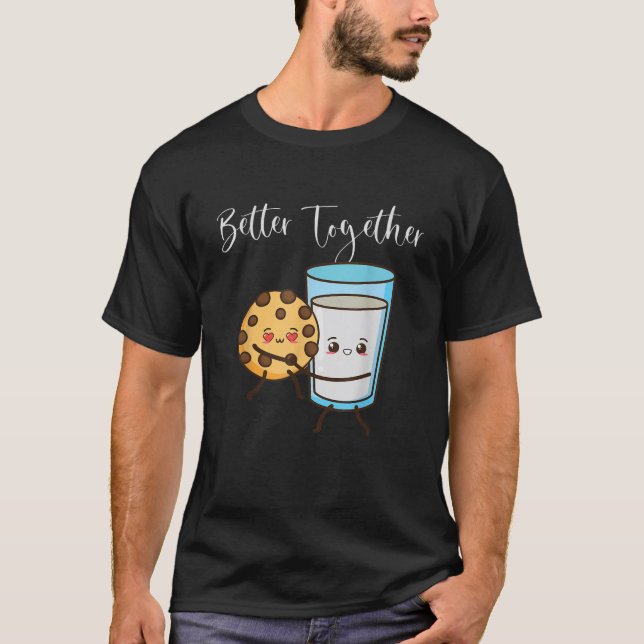 T-shirt Amusant Mieux Ensemble Verre Lait Cuisine Cuisine  (Devant)