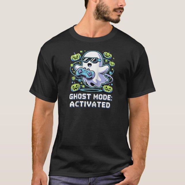 T-shirt Amusant Mode Chost Activé Jeu Joueur Jouer Cute Ha (Devant)