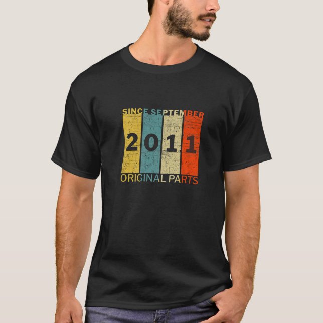 T-shirt Amusant Né En Septembre 2011 Pièces Originales Pla (Devant)