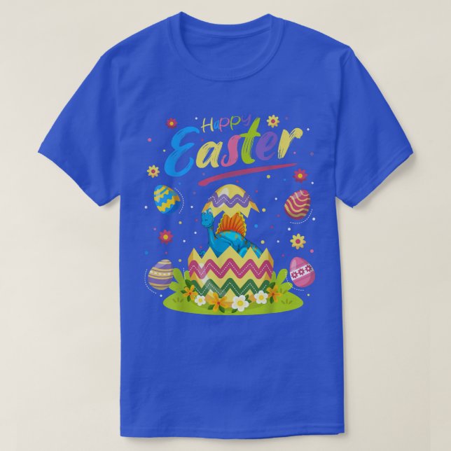 T-shirt Amusant Oeuf de Pâques Spinosaurus Dinosaure Happy (Design devant)