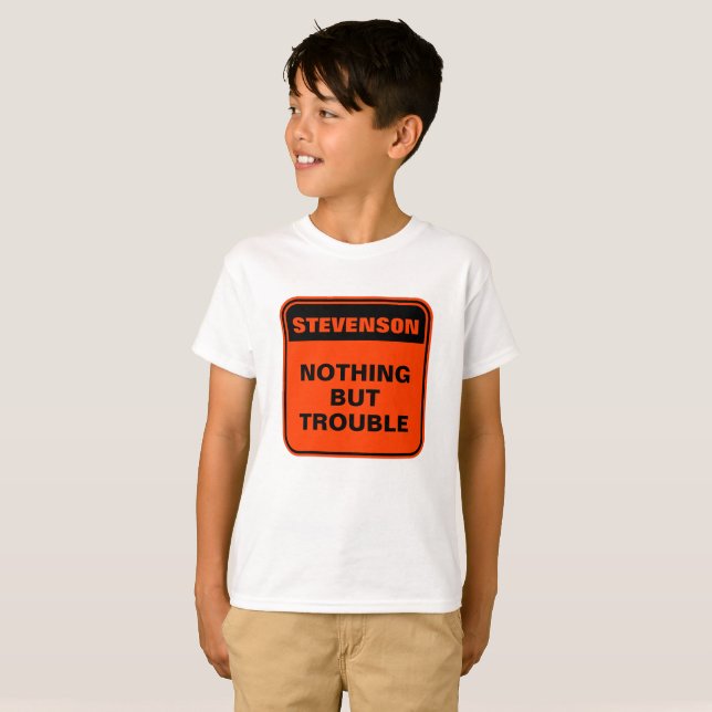 T-shirt Amusant orange personnalisée rien que des ennuis e (Devant entier)