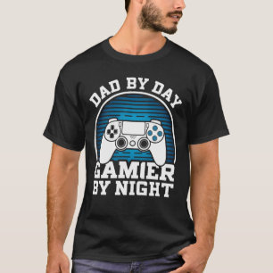 T-shirt Amusant Papa Joueur De Nuit Style Rétro Pour Les P