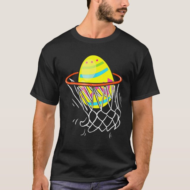 T-shirt Amusant Pâques Basketball Oeufs Chasse Enfants Ado (Devant)